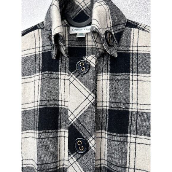 Coldwater Creek Plaid Black/ Ivory Checker Wool Blend Women's Jacket Size Pxs - Picture 4 of 15